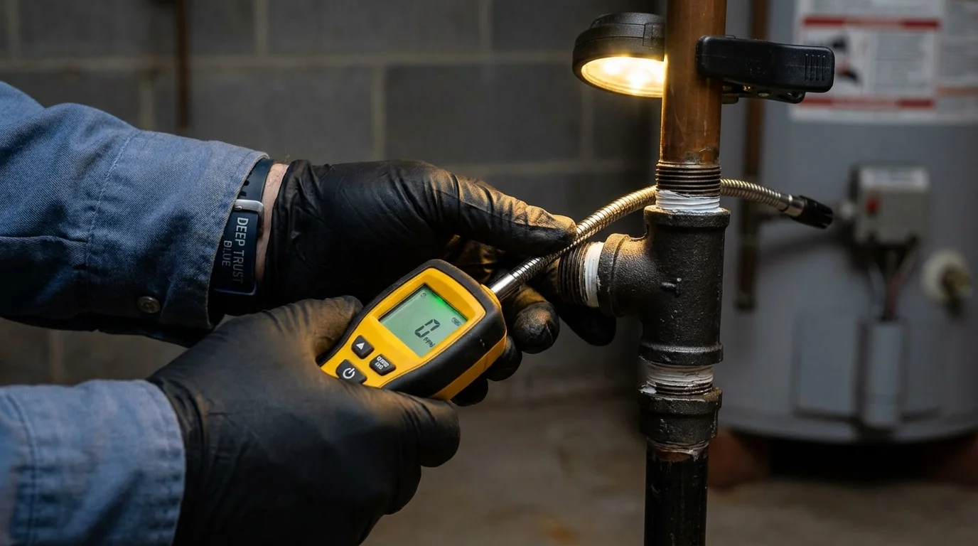 Gas leak detection with electronic sniffer by Johns Plumbing LLC in New Town