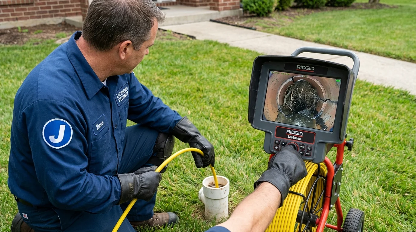 Sewer camera inspection being performed by Johns Plumbing LLC in New Town