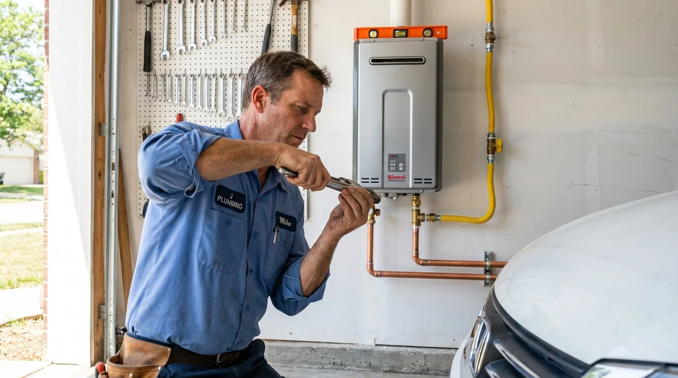 Tankless water heater installation by a Johns Plumbing LLC plumber in New Town